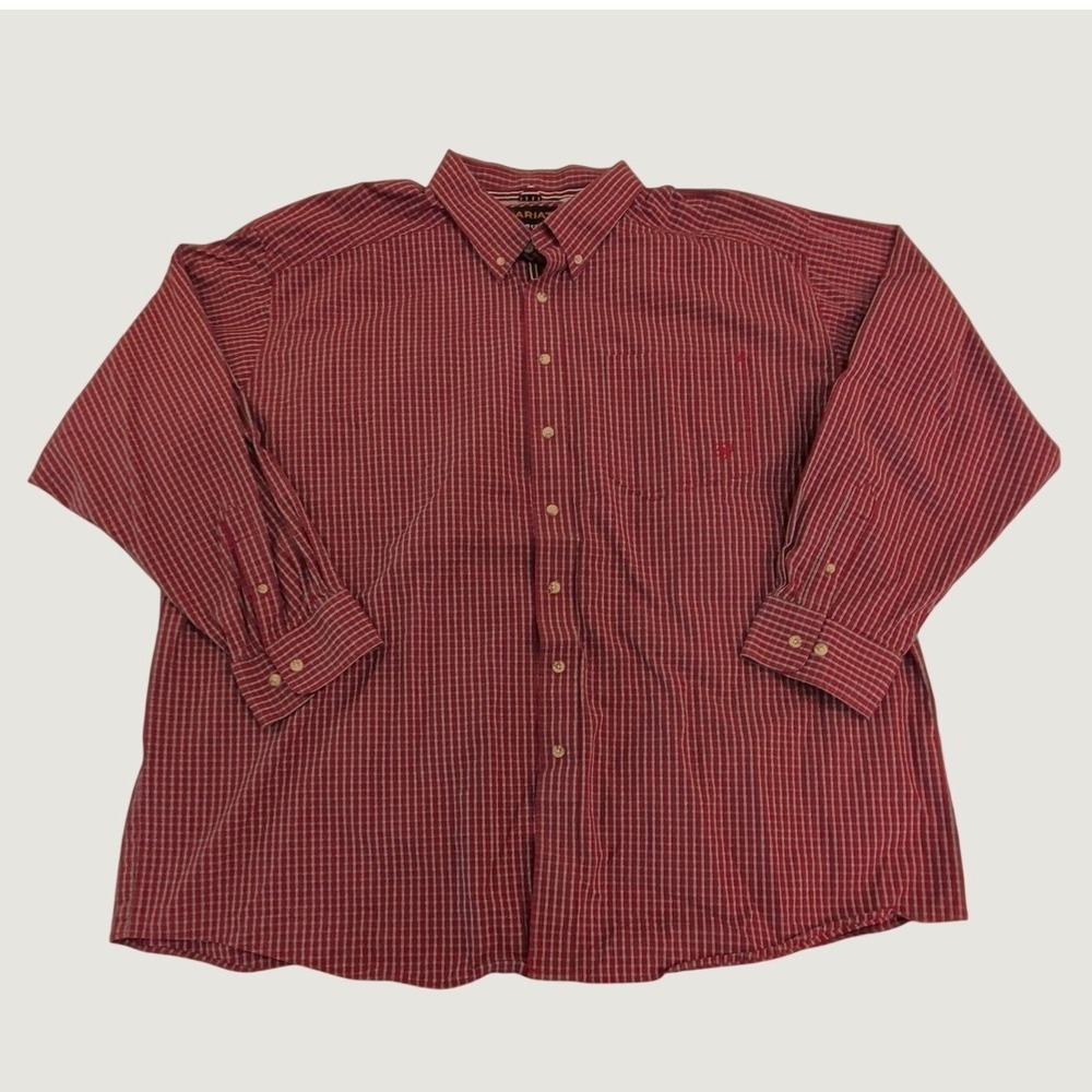 Ariat Pro Series Men's Shirt Red Micro-Check Long Sleeve Button Down Sz 3XL EUC